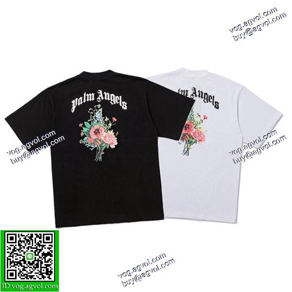 2020秋冬 大特価 パーム エンジェルス ブランドスーパーコピー 半袖Tシャツ 2色可選 花のイニシャル花束男女半袖Tシャツ